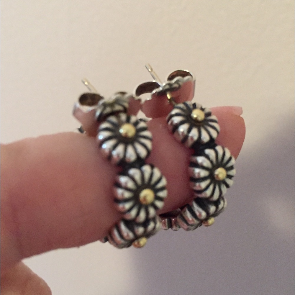 Lagos Sterling Silver 18K Gold Daisy Hoop Earrings